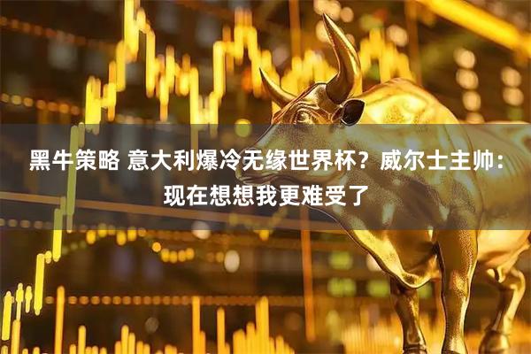 黑牛策略 意大利爆冷无缘世界杯？威尔士主帅：现在想想我更难受了